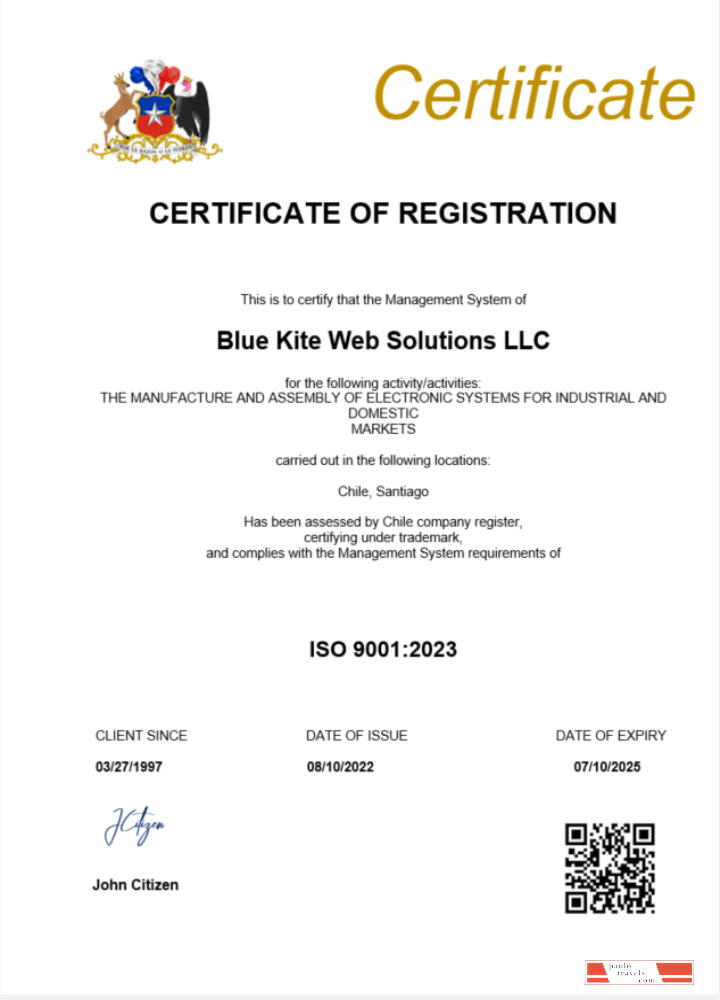 Chile  certificate of registration Word and PDF template